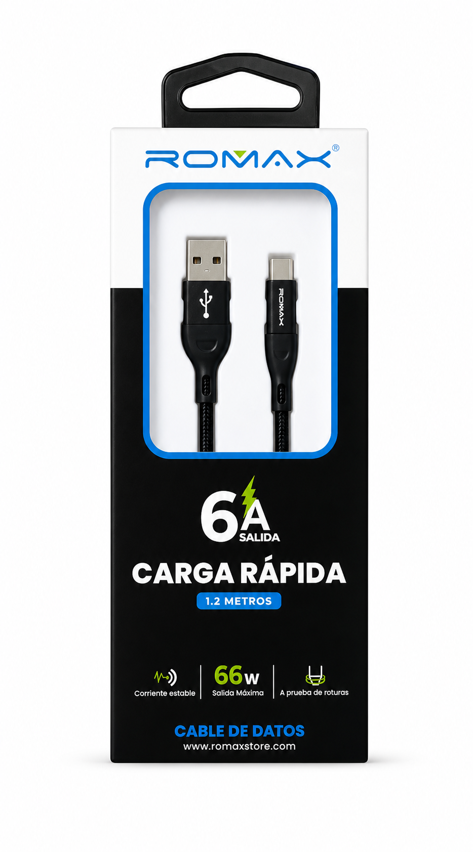 CABLE DE DATOS ROMAX 6A - CARGA RAPIDA