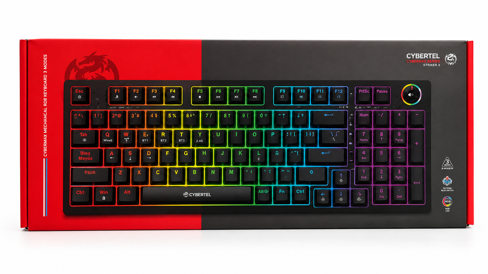 TECLADO MECÁNICO GAMER INALÁMBRICO CYBERTEL CYBERMAX STRIKER 3