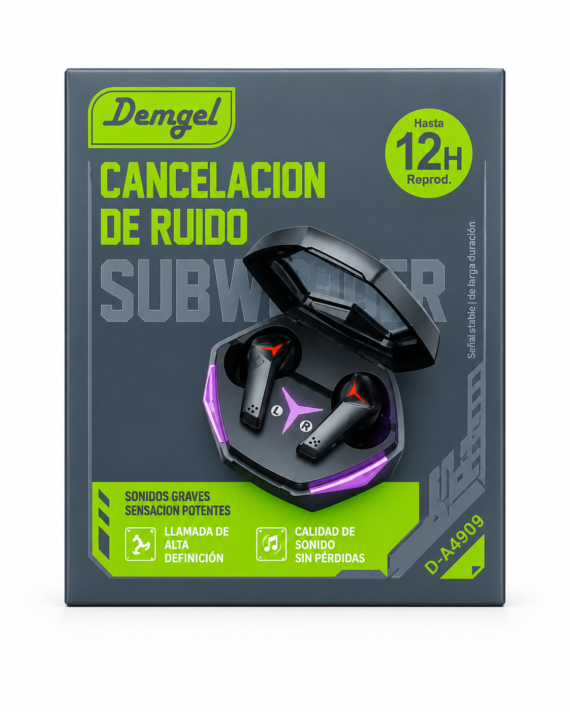 AUDÍFONOS INALÁMBRICOS GAMER DEMGEL D-A4909- 12 H -CANCELACIÓN DE RUIDO