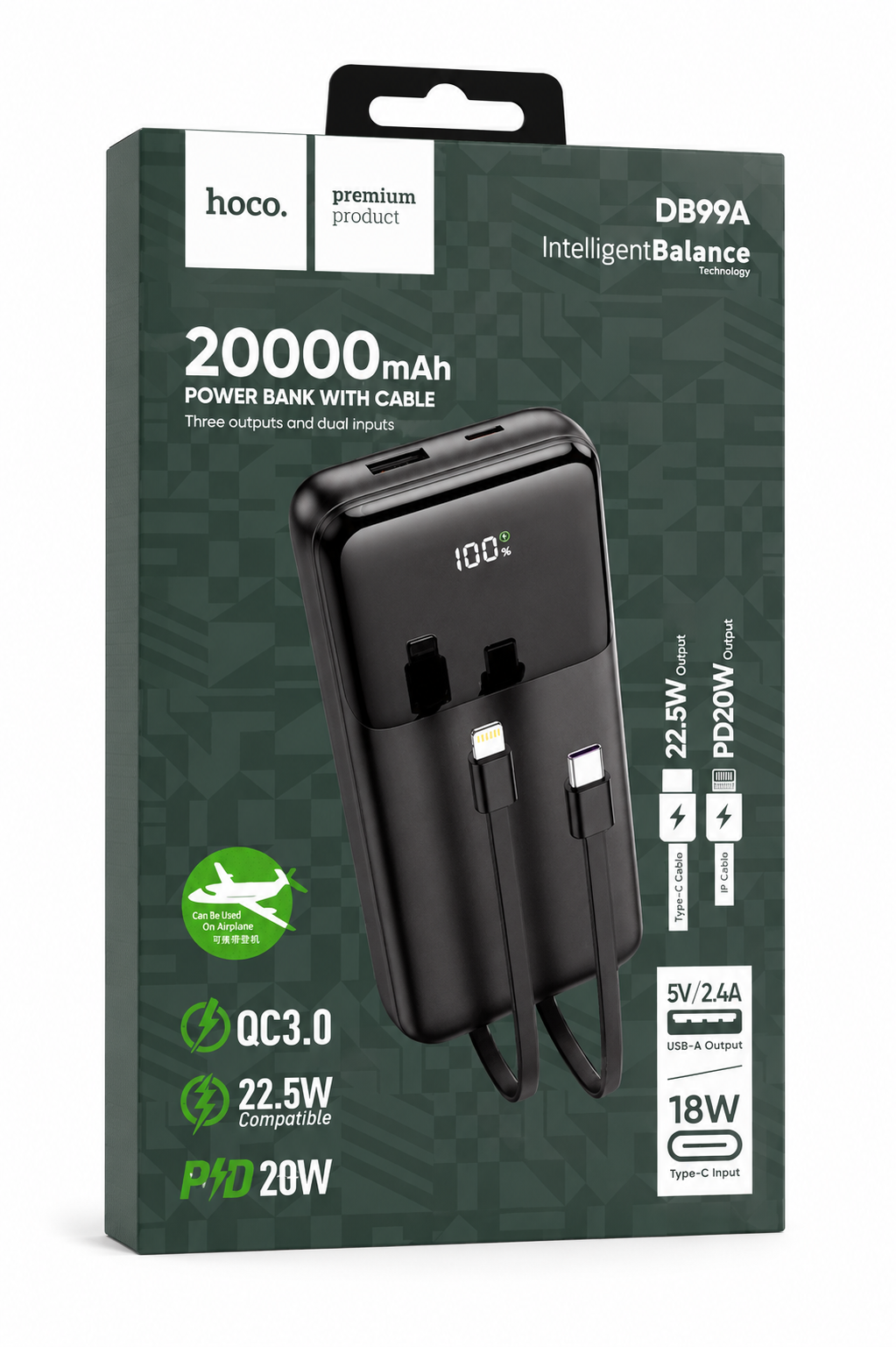 CARGADOR PORTÁTIL HOCO DB99A – 20000 mAh