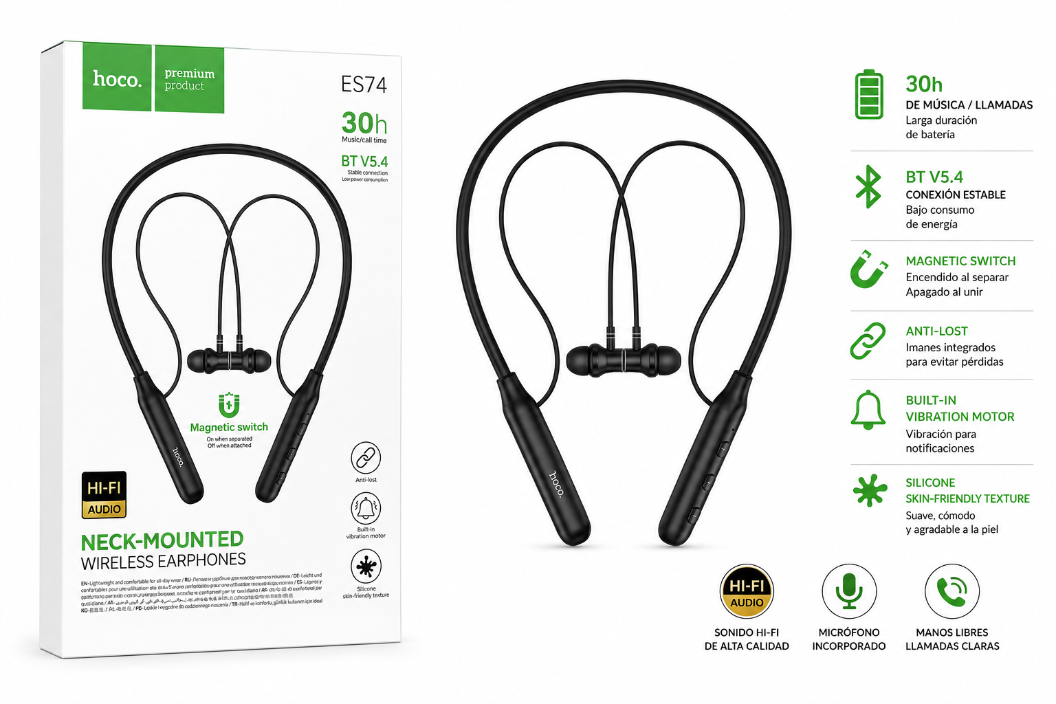 AUDÍFONOS HOCO ES74 PARA EL CUELLO (NECKBAND)