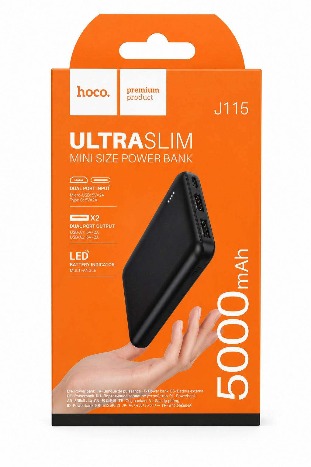 POWER BANK  HOCO 5000 mAh  - ULTRADELGADA