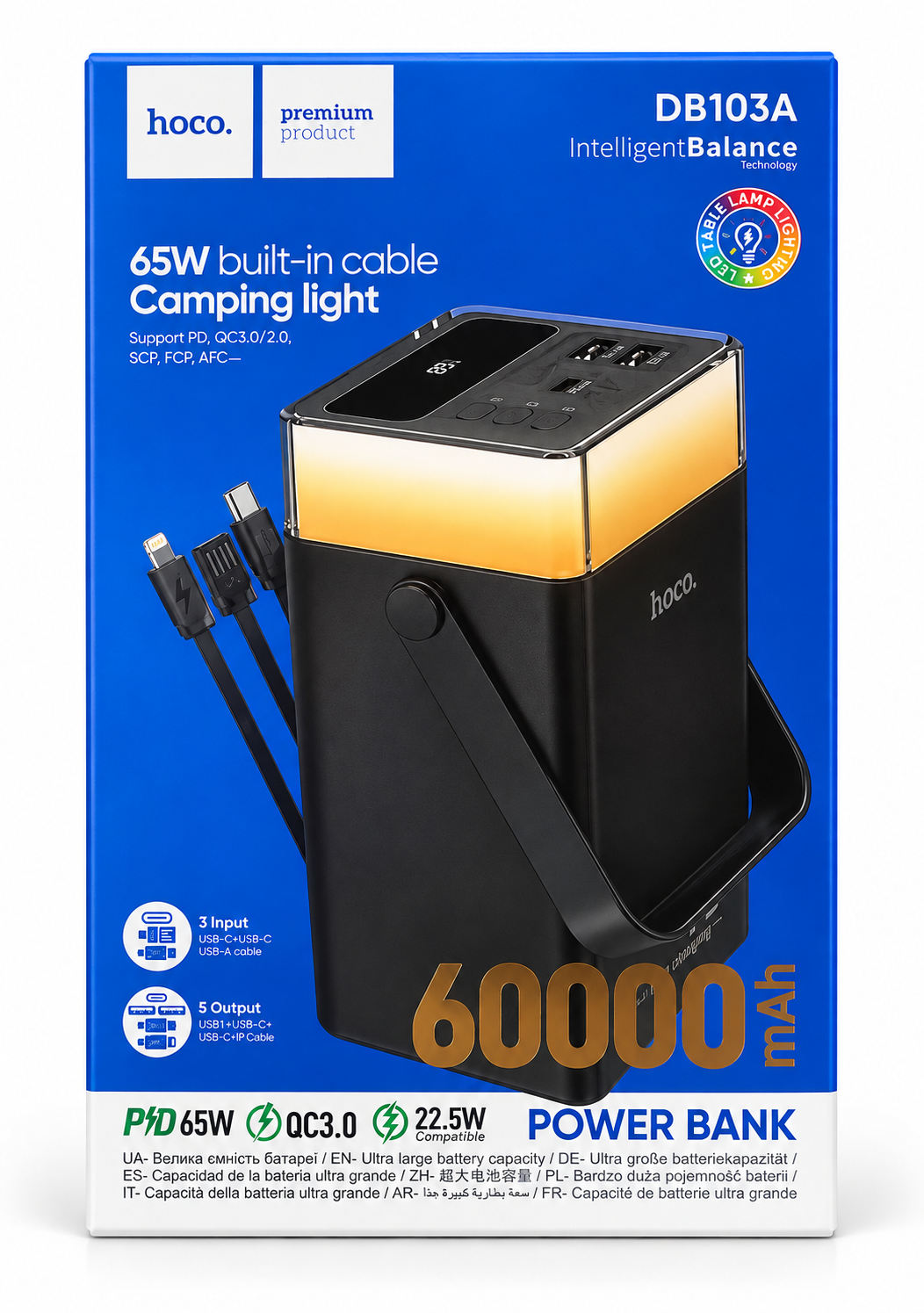 POWER BANK HOCO DB103A CON LUZ DE CAMPING 60,000 MAH